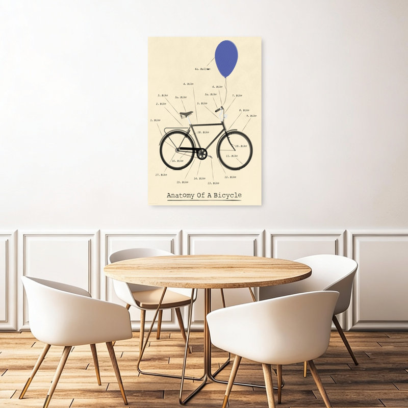 Art classique rétro rétro classique avec vélo et ballon, 48" H x 32" W