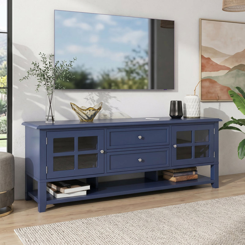 Meuble télé de conception moderne pour téléviseur de 60 po ou moins, meuble télé avec espace de rangement multifonctionnel, procédé antirouille amélioré et conception silencieuse, console multimédia pour le salon, facile à assembler