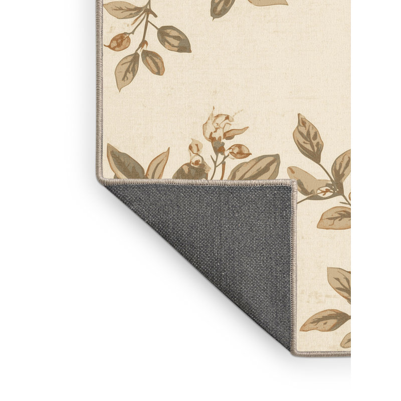 Tapis beige doux et moelleux à motif rétro style campagne française Fremantle, 3 X 5