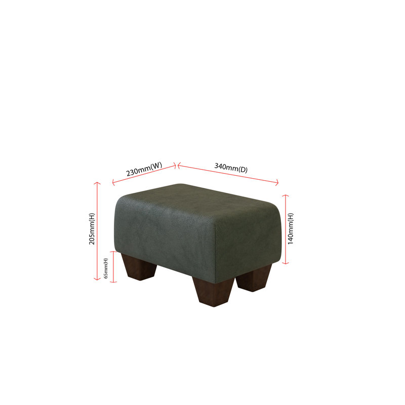 Manufactured Wood Accent Stool, Mahogany, Bottle Green, Italian Leather