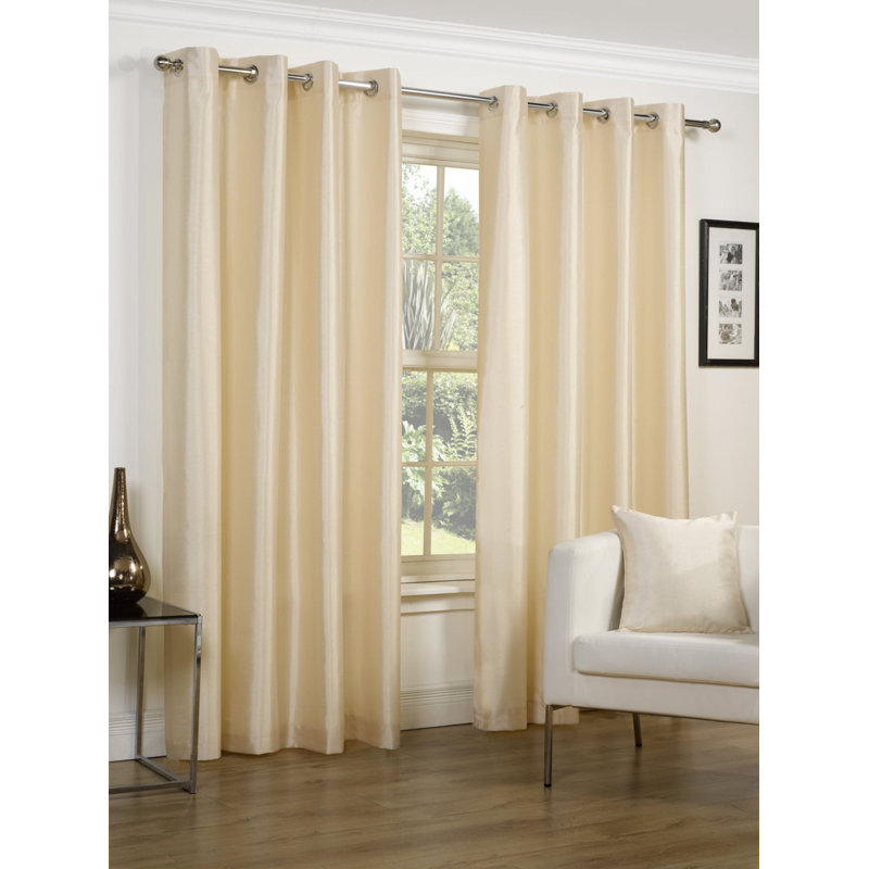 Jaqueline Semi Sheer Curtain Pair, 168 W x 183 D cm, Cream
