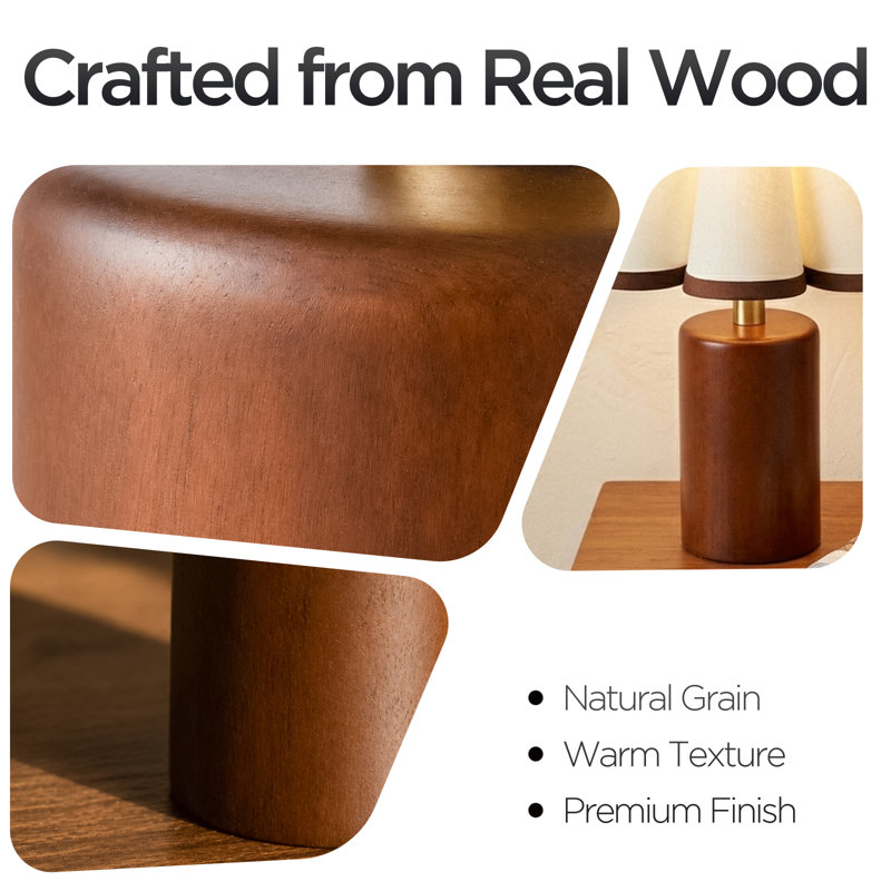 Lampe de table moderne en bois, avec pétale unique - lampe de table en forme de lin pour le salon de la chambre à coucher, utilisez une ampoule E26 (ampoule non incluse)