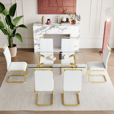 Glass Dining Table Set For 6