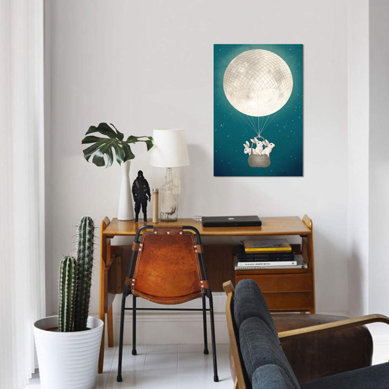 Moon Bunnies - Impression sur toile tendue, H 12 po x l 8 po x P 0,75 po, Toile tendue