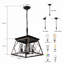 Luminaire suspendu en forme de cage de ferme style ferme rétro avec finition noire et noyer-129870511