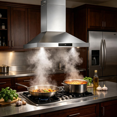 VENFAN 36 in. Wall Mount Range Hood in Stainless Steel with 1200 CFM&8-Speed, Kitchen Exhaust Vent Gesture Control & Delay Shutoff