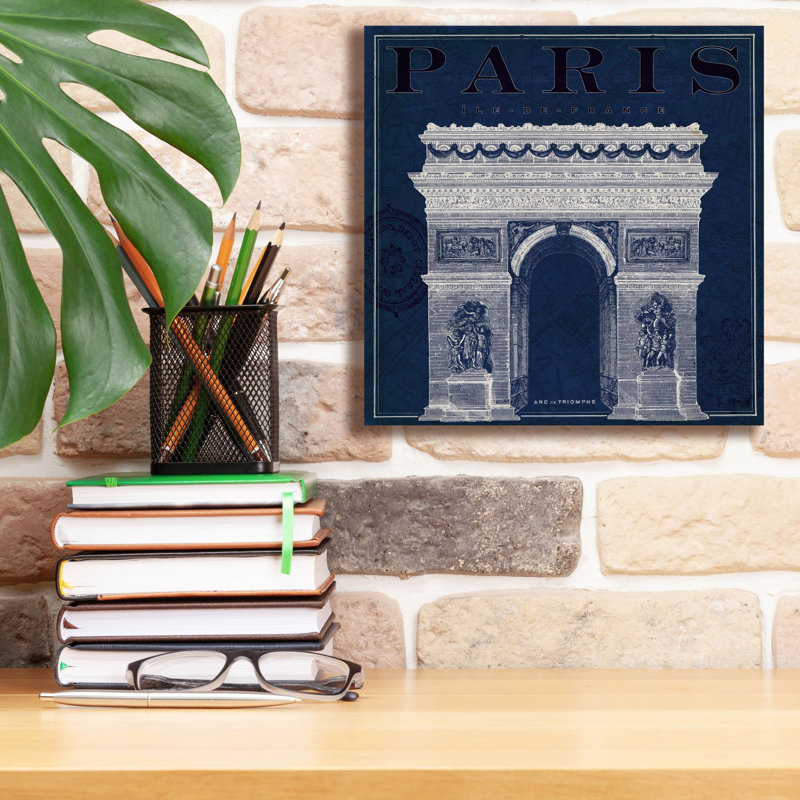 «Blueprint Arc De Triomphe» par Sue Schlabach, art mural sur toile, 18 po x 18 po, H 12 po x l 12 po x P 0,75 po
