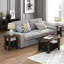 Set Of 2 End Tables/Side Tables/Nightstands/Bedside Tables With Bin Drawer, Dark Brown & Black