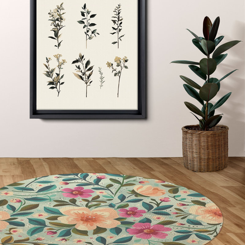 Tapis tressé Fresh Petals & Blooms, Rond 5 pi