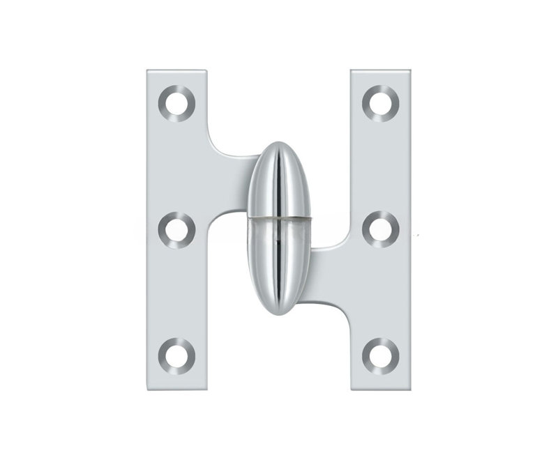Charnière olive droite 3 po x 2 1/2 po Deltana OK3025B26-R Finition chrome brillant, Bright Chrome
