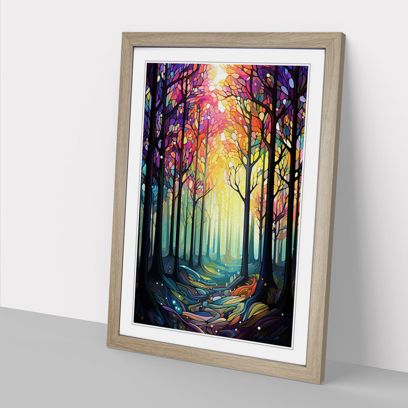 Spring ForestNo.4 - Single Picture Frame Print on Wood, Oak Framed, 46cm H x 34cm W