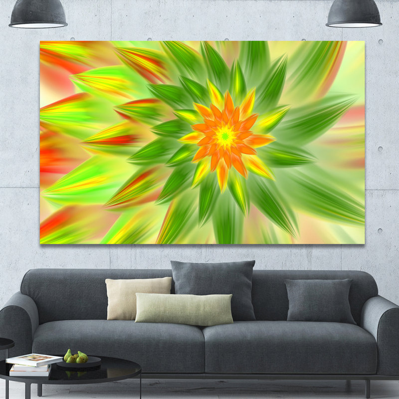 « danse green fractal fleur », impression sur toile, H 20 po x l 20 po x P 1 po