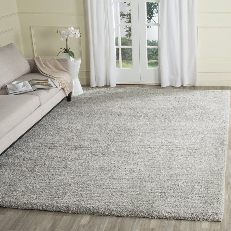 Tapis ivoire fait à la main Antanė, Silver, Rectangle 8 pi x 10 pi