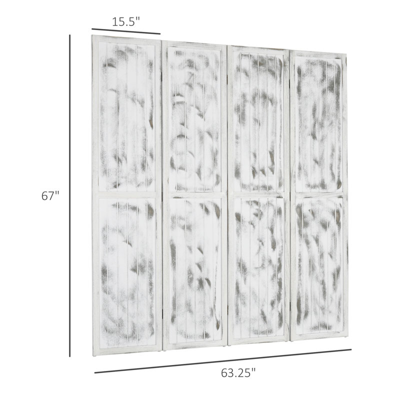 Paravent blanc 4 pièces, cloison pliante pour salon, chambre à coucher et bureau personnel