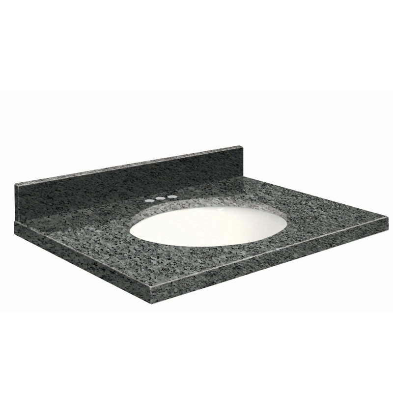 Dessus de salle de bain simple 25 po meuble-lavabo, Biscuit, Central de 4 po, Noir absolu