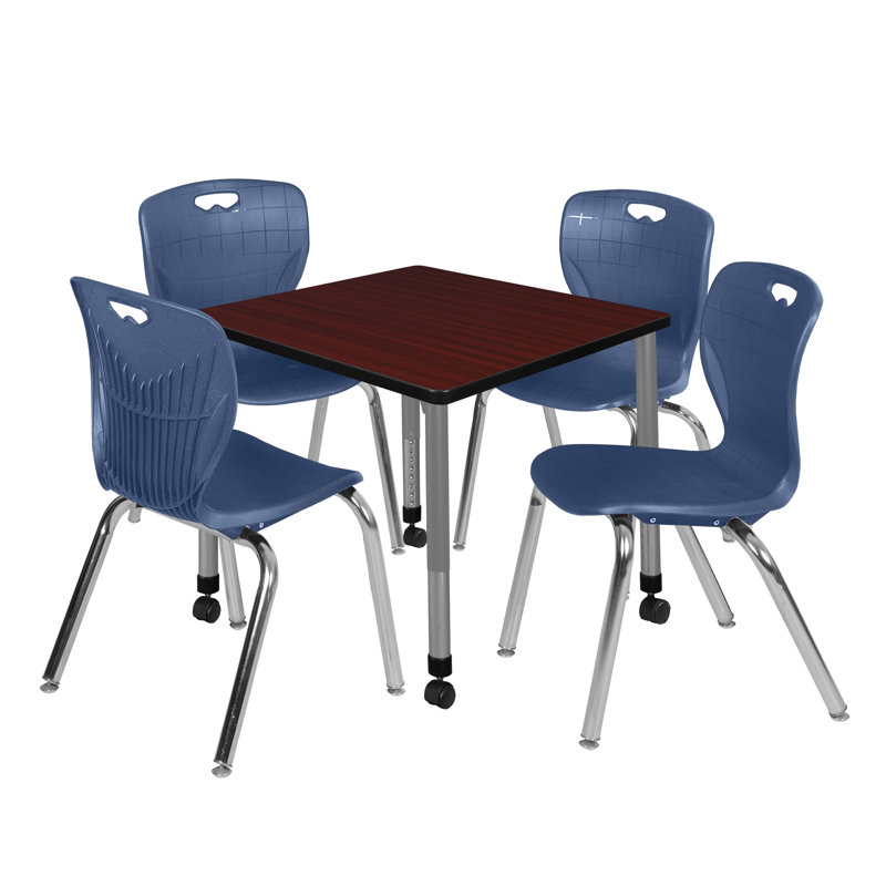 Ensemble de table de salle à manger L 42 po Romig Kee, Bleu, Acajou, H 34 po x L 30 po x l 30 po