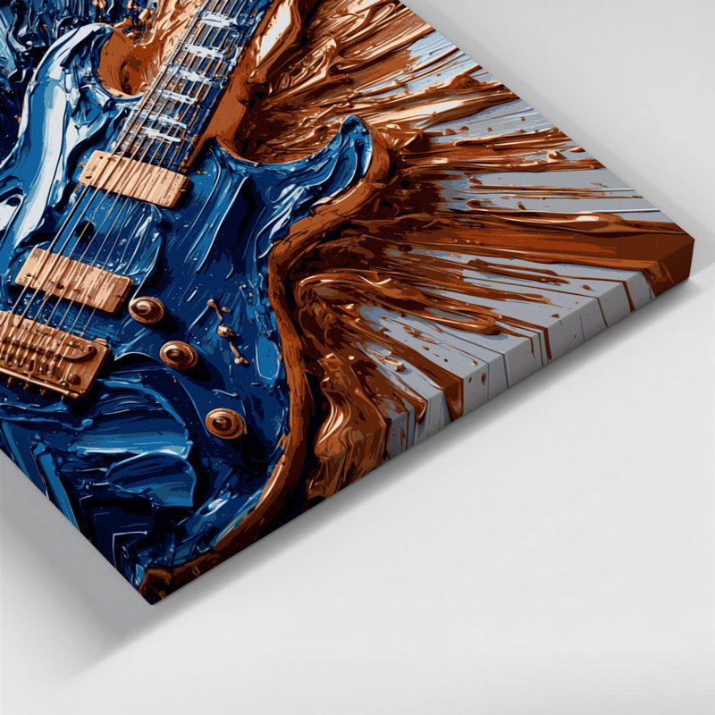 Music Electric Guitar Brown Canvas Wall Art, 16" H x 20" W