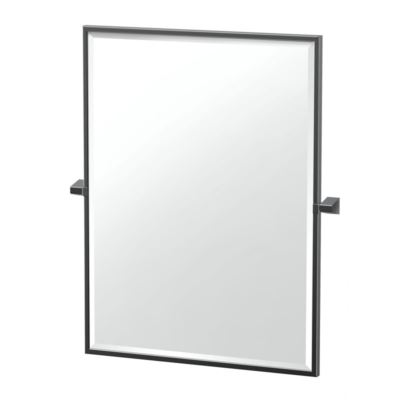 Miroir A-Line Miroir mural biseauté et pivotant (inclinable), 32,5 po x 27,25 po, Noir mat