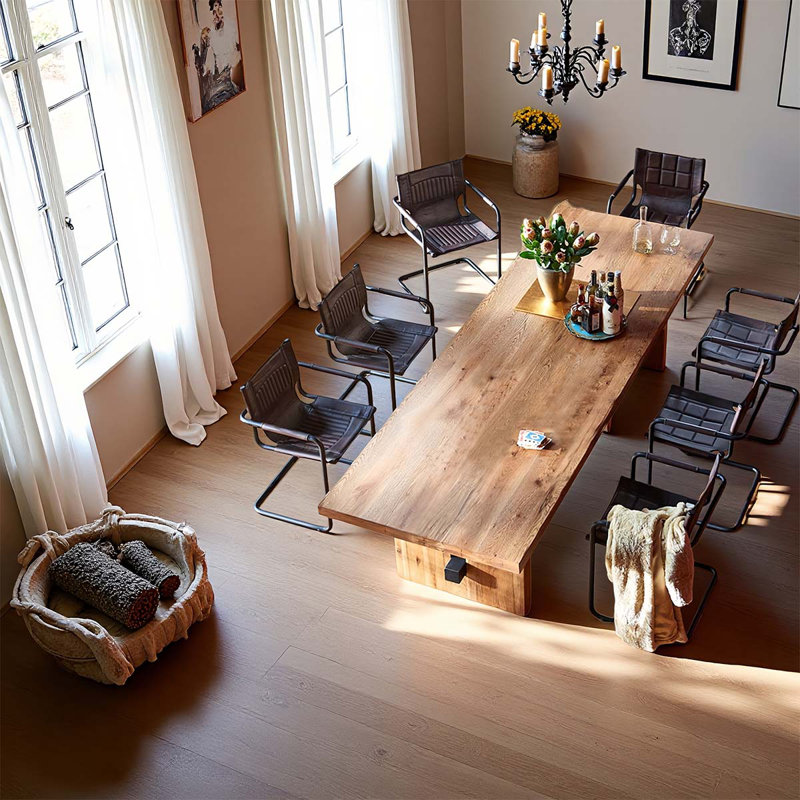 Modern rectangular solid wood dining table, 29.53"H x 78.74"L x 31.5"W