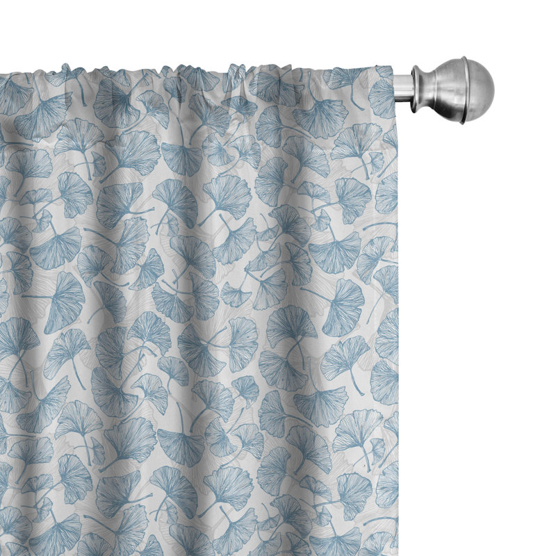 Gingko Floral Semi-Sheer Rod Pocket Curtain Panels, 28" x 84"