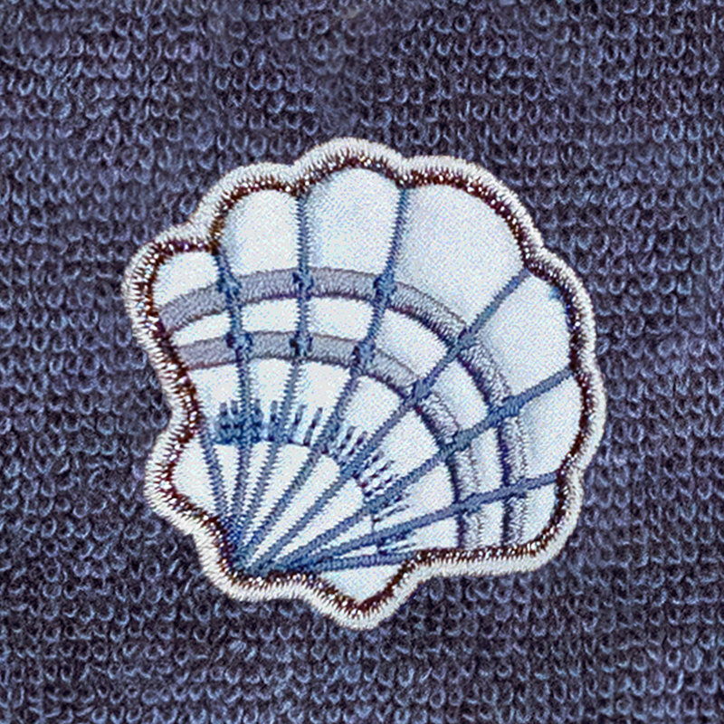 SHELL ROW 2PC Embellished Fingertip Towel Set 100% Turkish Cotton Fingertip Towel, Marine