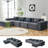Modular L-Shaped Sectional Sofa with Ottoman and High-Density Foam-418996173