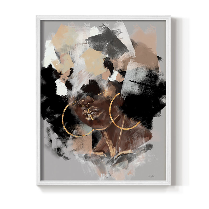 Reproduction encadrée Afro Pop - bois massif, Blanc, H 20 po x l 16 po