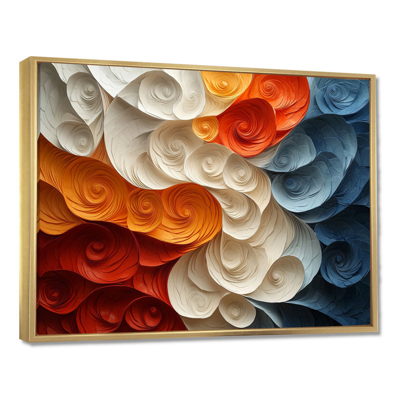 Mauer - Abstract Large Wall Art, Cadre flottant, H 24 po x l 32 po, Doré