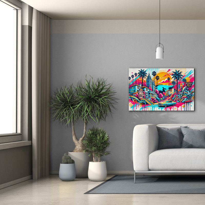  «Beverly Hills» par Rey Klimt, art mural sur toile, 40 po x 26 po, H 26 po x l 40 po x P 1,5 po