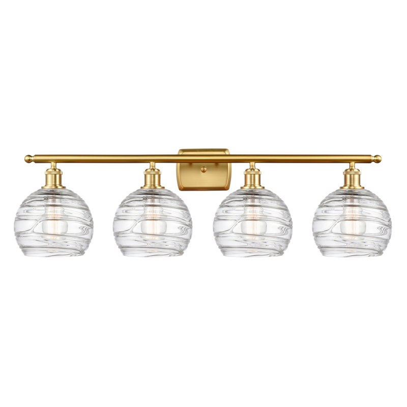 Éclairage pour salle de bain 3 lumières Halvorson, Transparent, Or satiné, Ampoule non incluse
