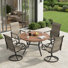 4-Person Patio Dining Set with Round Dining Table and 4 Swivel Textilene Chairs