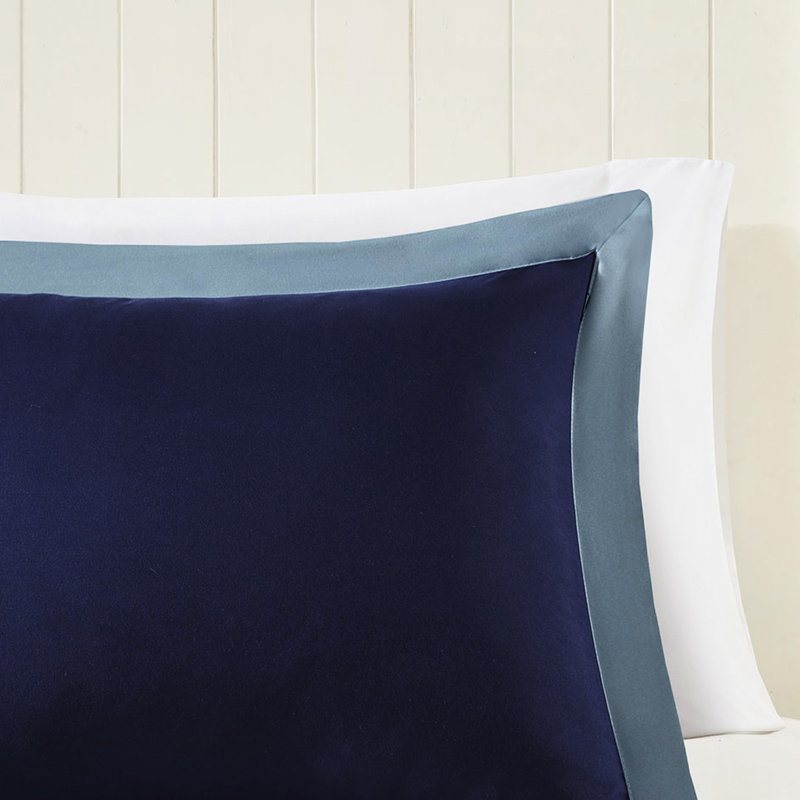 Édredon Diamond, Édredon pour lit simple + 2 taies décoratives st, Bleu marine/clair