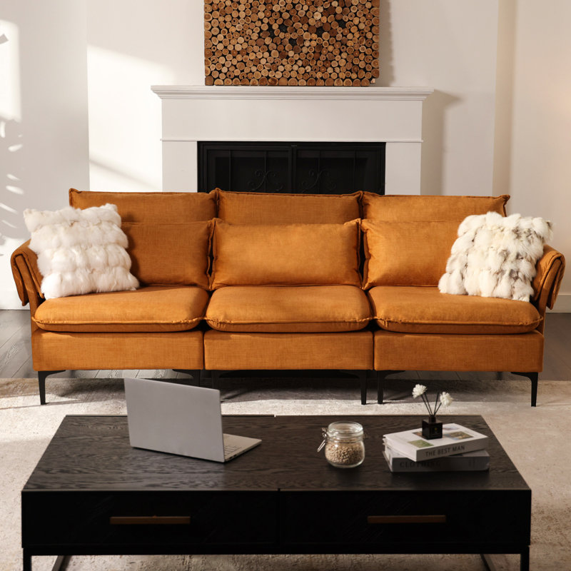 Canapé de 90 po à trois places en chenille moderne - élégant, confortable et durable, Doré