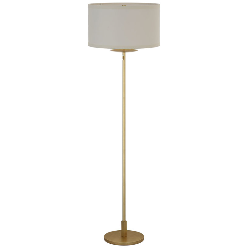 kate spade new york Walker 58" Cordless Floor Lamp with Linen Shade, White, Gild