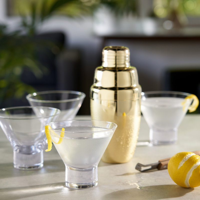 Viski Crystal Stemless Martini Glasses - Set of 4, 7.5 oz