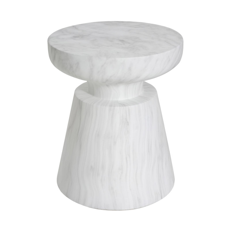 Table d'appoint d'extérieur en travertin Ponti, blanc
