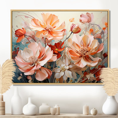 Coral Petal Symphony I - Abstract Botanicals, art mural