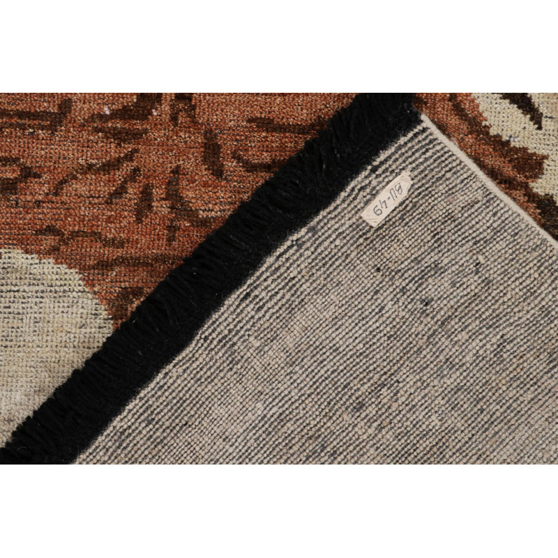 Classic Contemporary Tiger Rug In Beige-Brown, Orange, Rectangle 9' x 12'