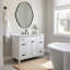 Miroir de salle de bain ovale contemporain Cadre en acier inoxydable-708915422-711187951