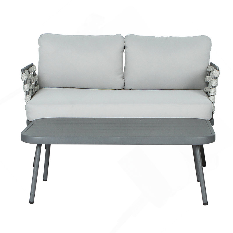 Causeuse et table en acier, gris, Gris, Gris