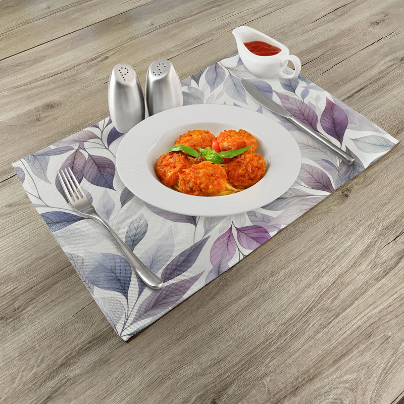 Blue Grey Pale Purple Polyester Rectangle Placemats Set of 4