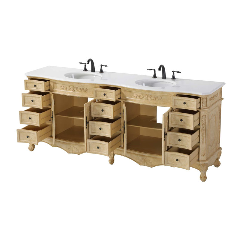 Meuble-lavabo double 84 po beige antique, Beige antique