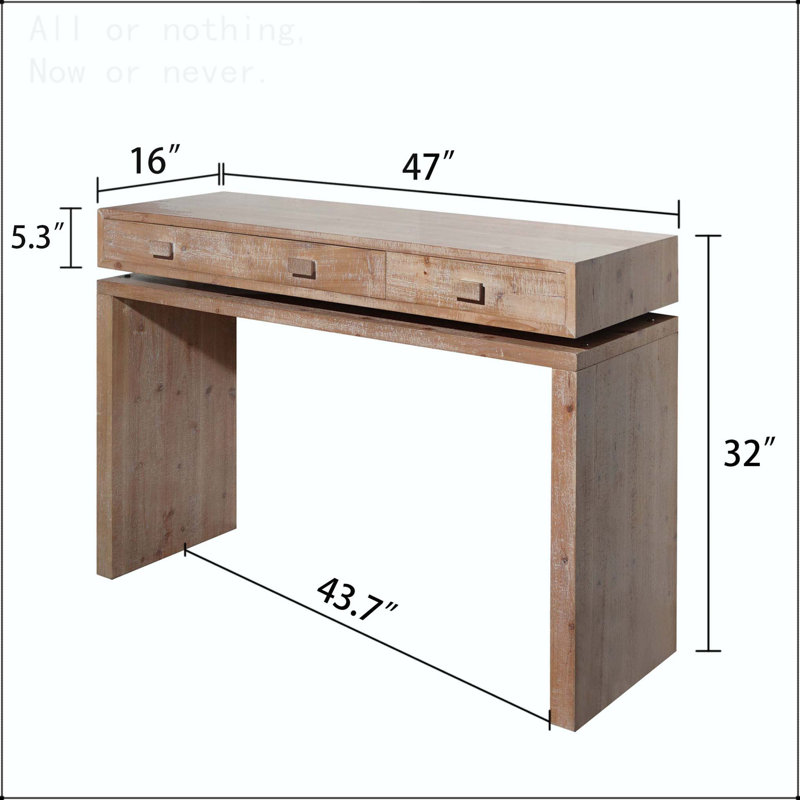 Console rustique en bois avec 3 tiroirs