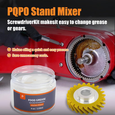 Ensemble de graisse PQPO compatible avec le robot pâtissier KitchenAid, comprenant 113 g de graisse alimentaire, un tournevis 4 en 1 et une petite spatule.