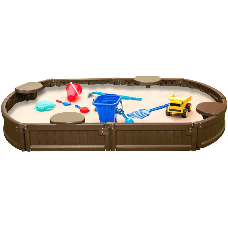 Modern Brown Oval Plastic Sandbox Kit with Cover