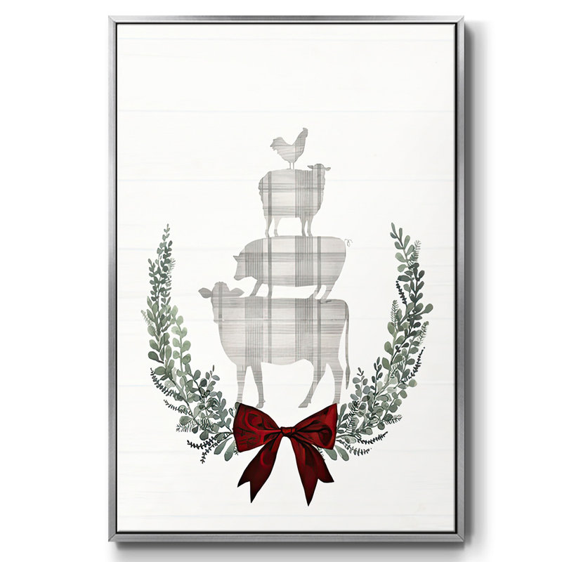 Yuletide Animals II, toile tendue avec châssis, H 25 po x l 17 po x P 1,5 po, Encadrement argenté
