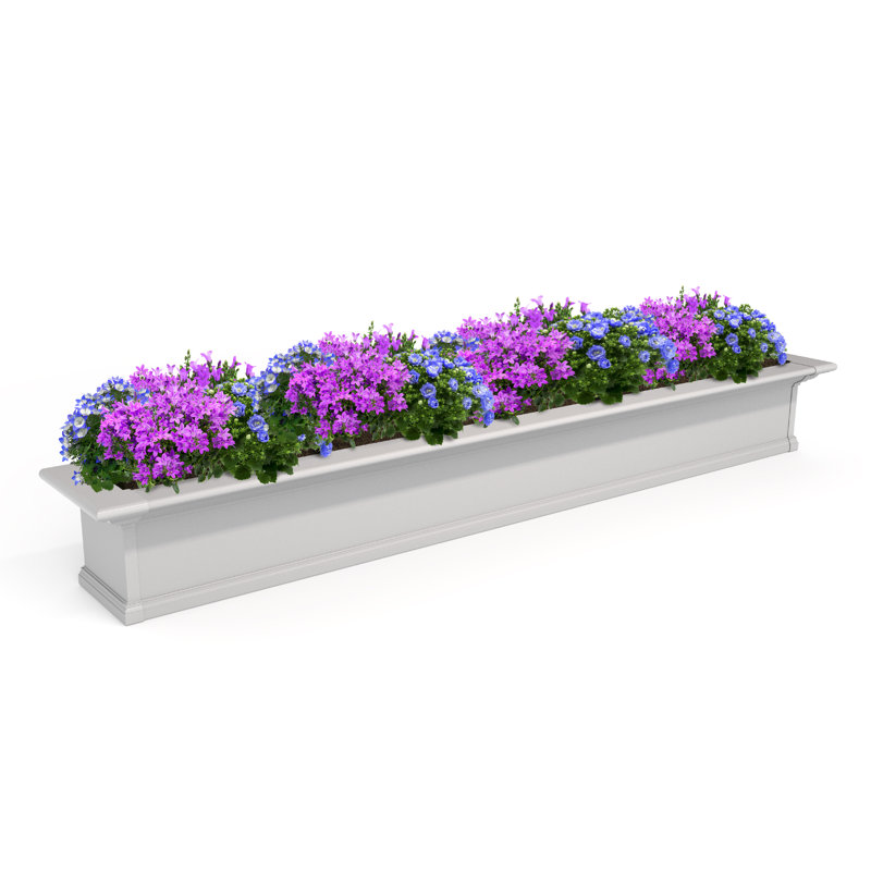 Anand Resin Window Box with Water Reservoir, White, 10" H x 84" W x 12" D