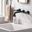 Robinet de lavabo de salle de bain mural moderne à 2 poignées en laiton massif noir mat avec ensemble de bonde-51721082-123300105-94078774