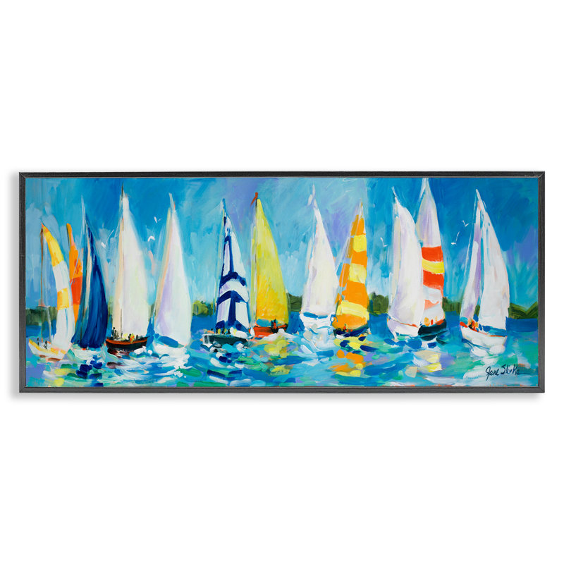 Regatta, voilier, flotte, encadré noir, estampe numérique par Jane Slivka, Giclée encadrée noir minuit