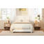 Lit plateforme moderne avec tête de lit courbée, lit plateforme élégant en tissu Boucle-27194537
